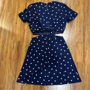 ASOS | Dresses | Asos Waist Cutout Heart Print Blue Mini Dress Size Us 4 |  Poshmark